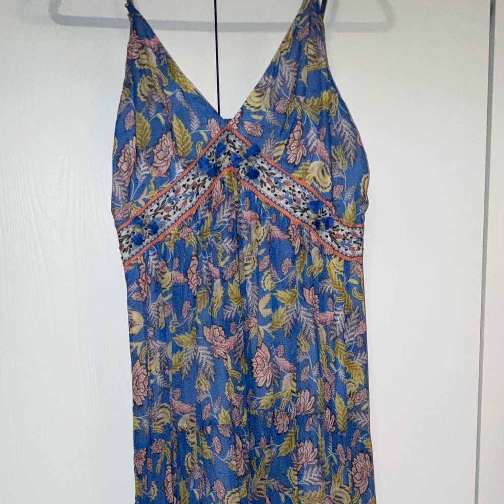 Beautiful Anthropologie Blue Floral Maxi Dress